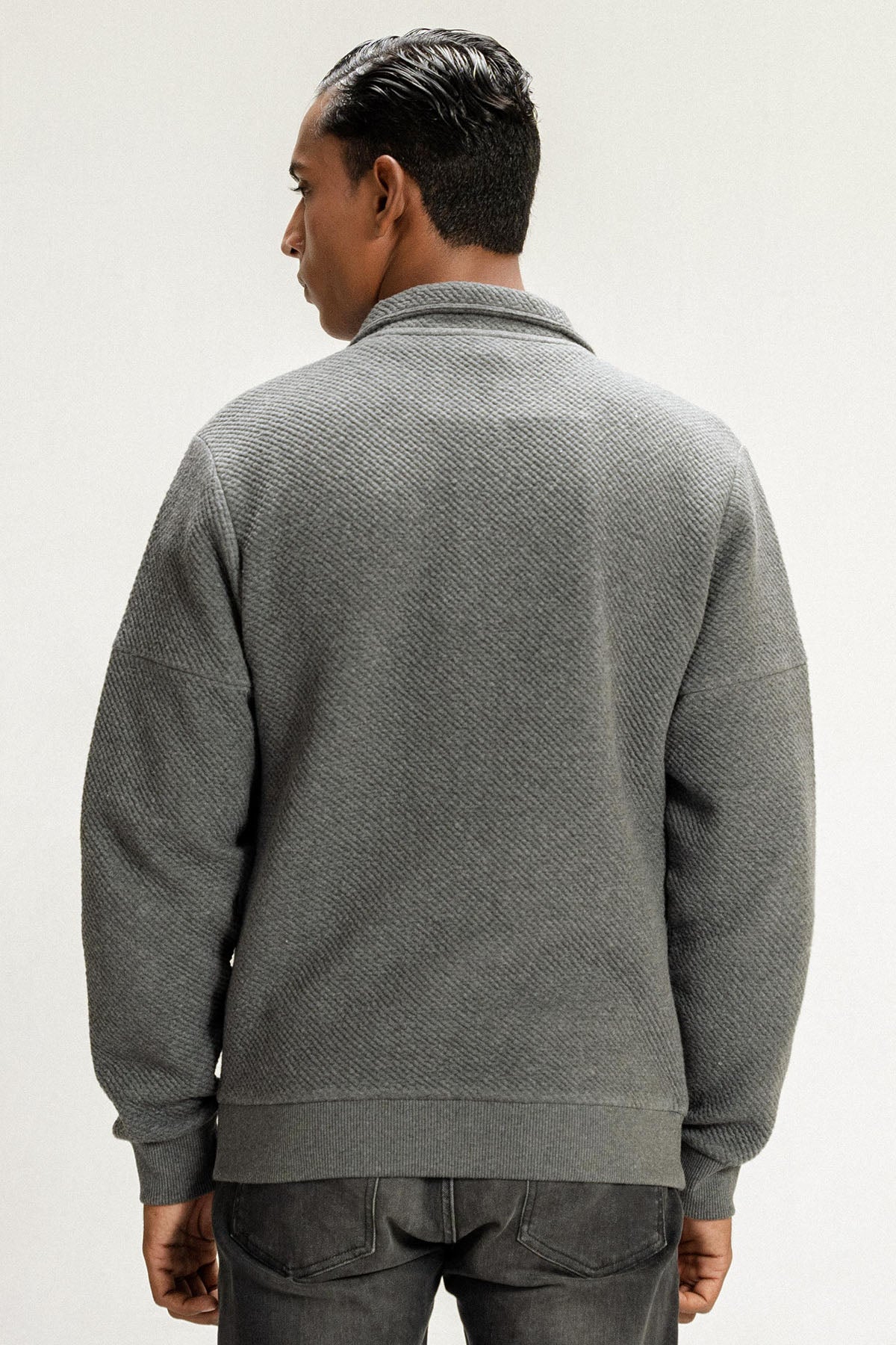 TEXTURED LUXE ZIP UP JACKET