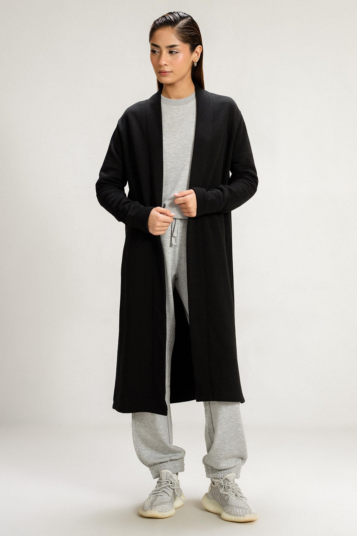 BASIC LONG CARDIGAN - PIMA TERRY