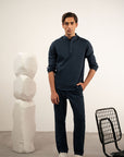 BAND COLLAR LINEN SHIRT