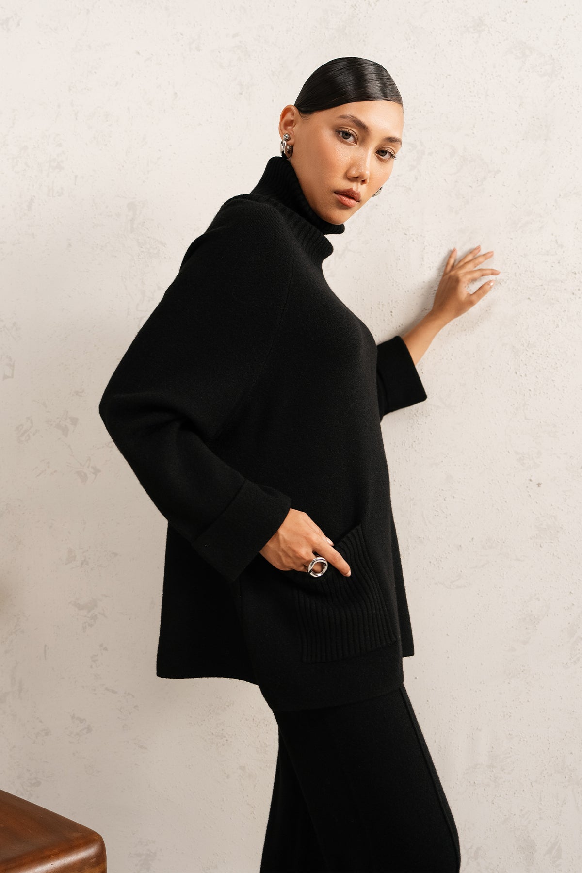 RIBBED TURTLENECK KNIT SET