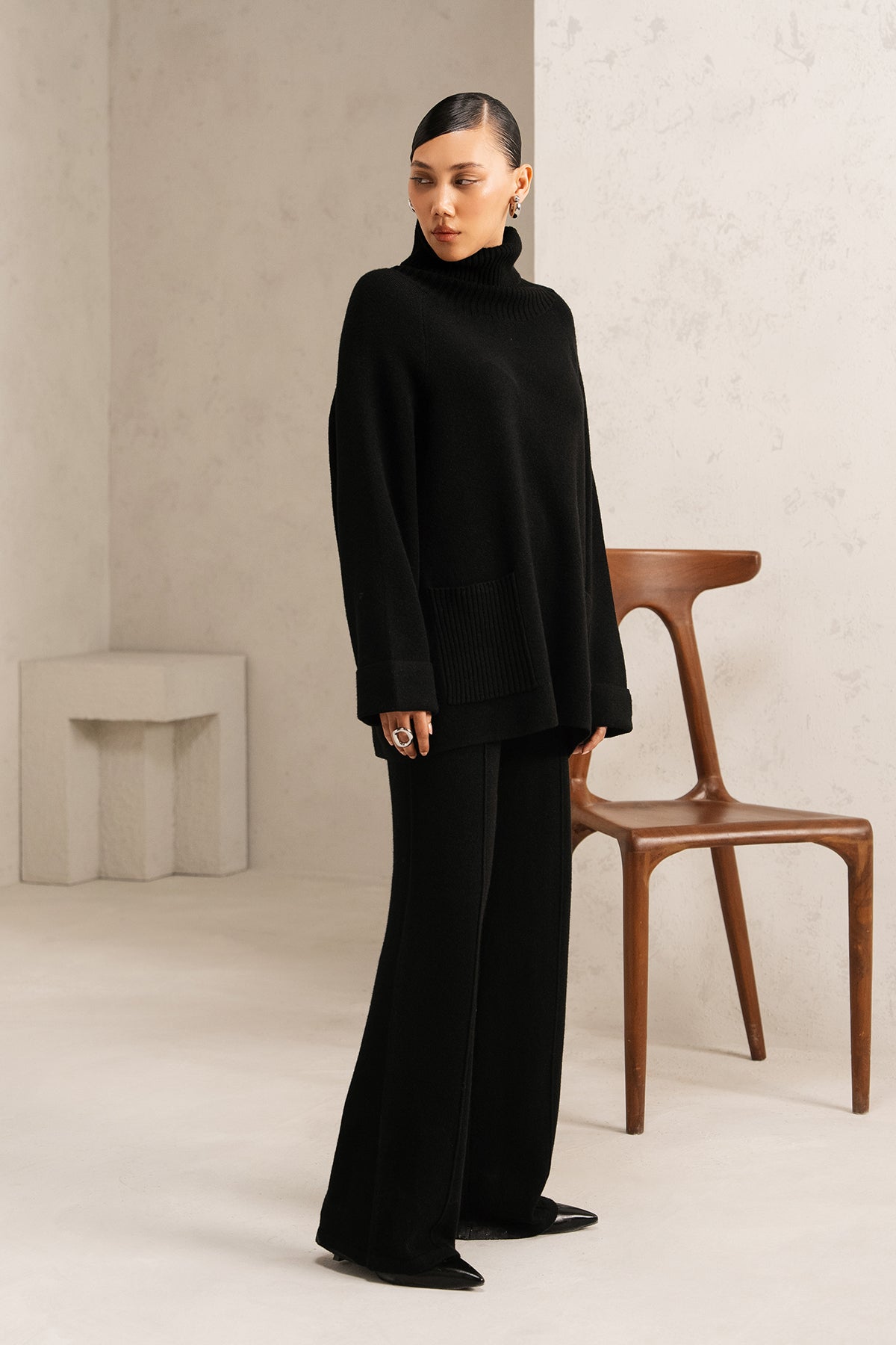 RIBBED TURTLENECK KNIT SET