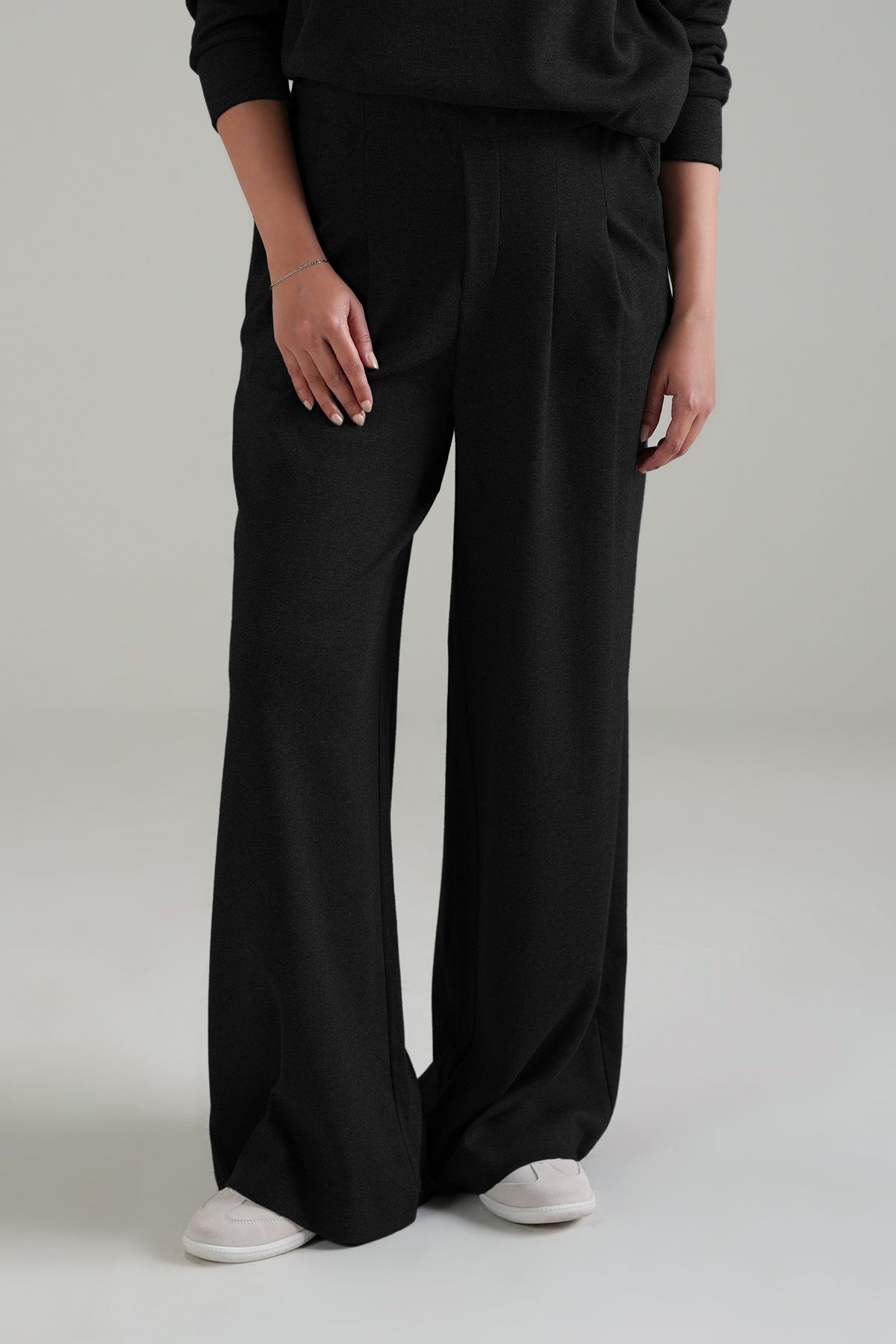 PLEATED WIDE LEG PANT - DOUBLE KNIT