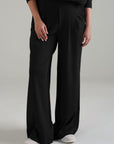 PLEATED WIDE LEG PANT - DOUBLE KNIT