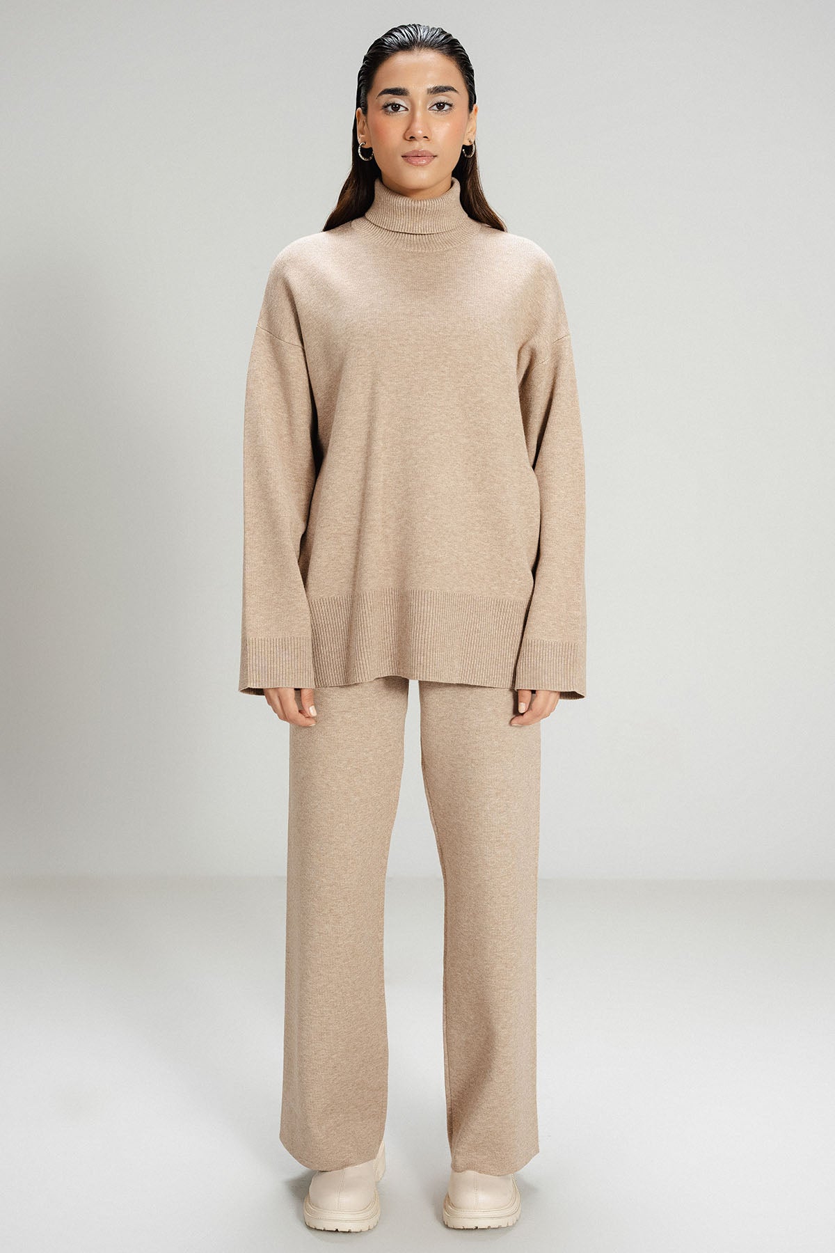 CAMEL CO-ORD SET - KNIT WEAR