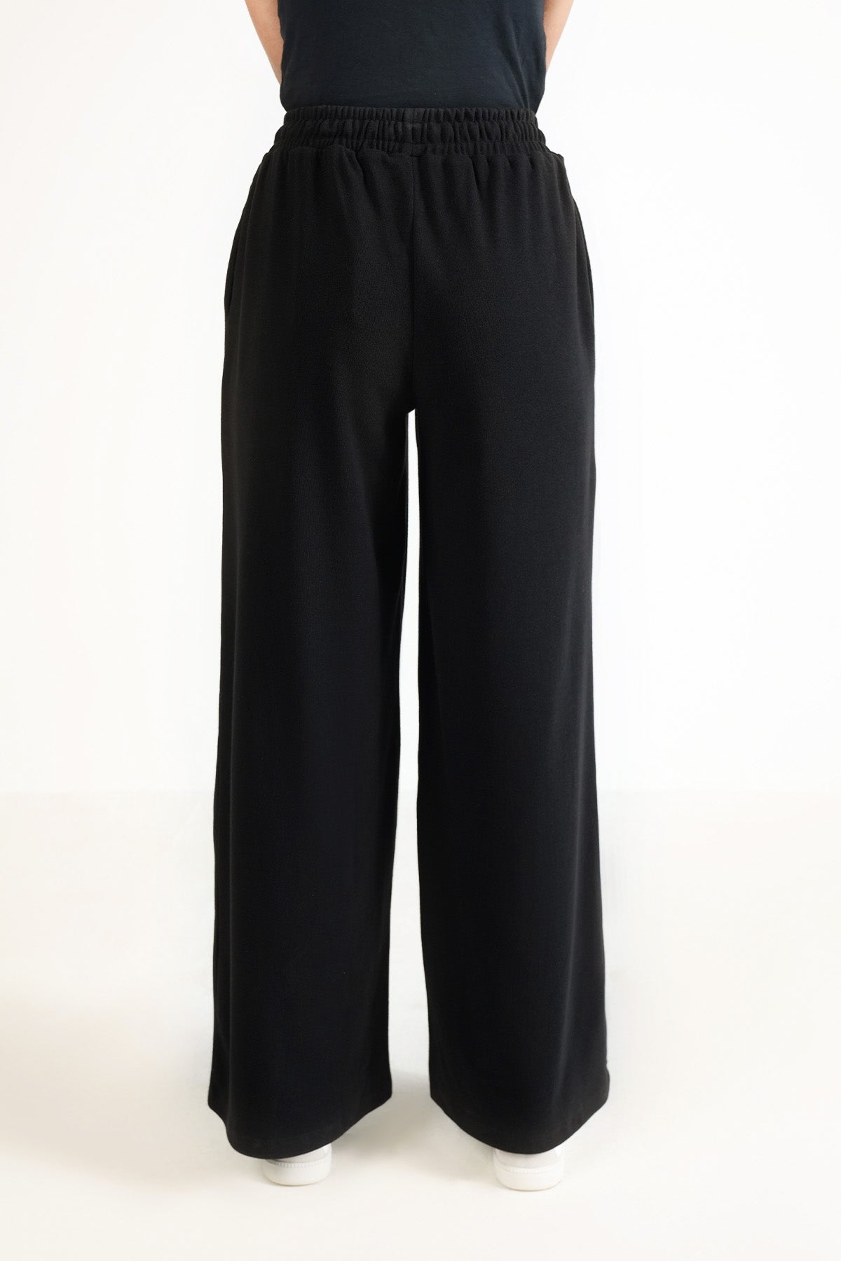 WIDE LEG PANTS-TEXTURED RIB