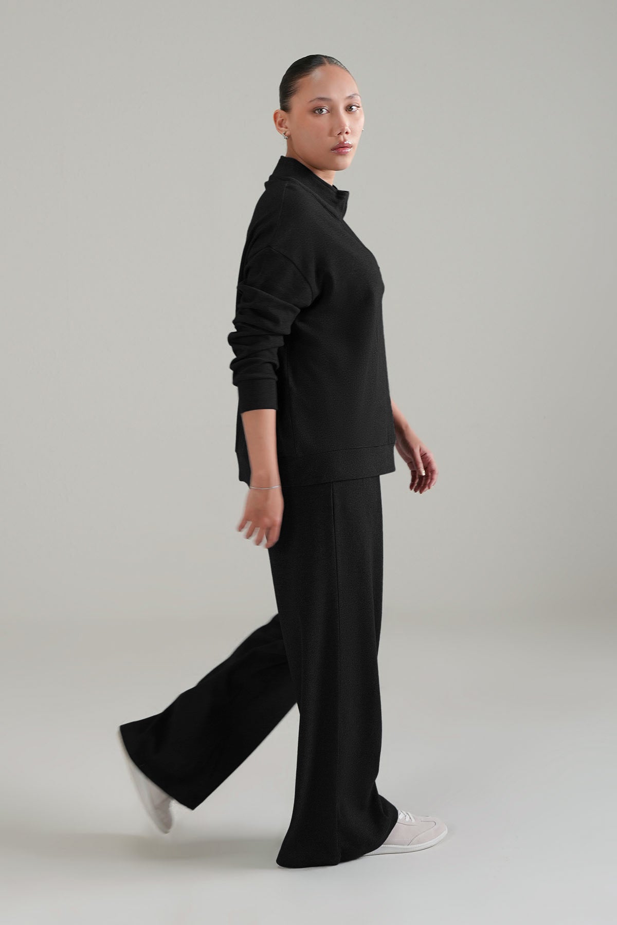 PLEATED WIDE LEG PANT - DOUBLE KNIT