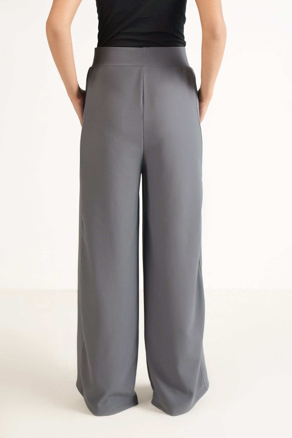 WIDE LEG PANTS-TEXTURED RIB