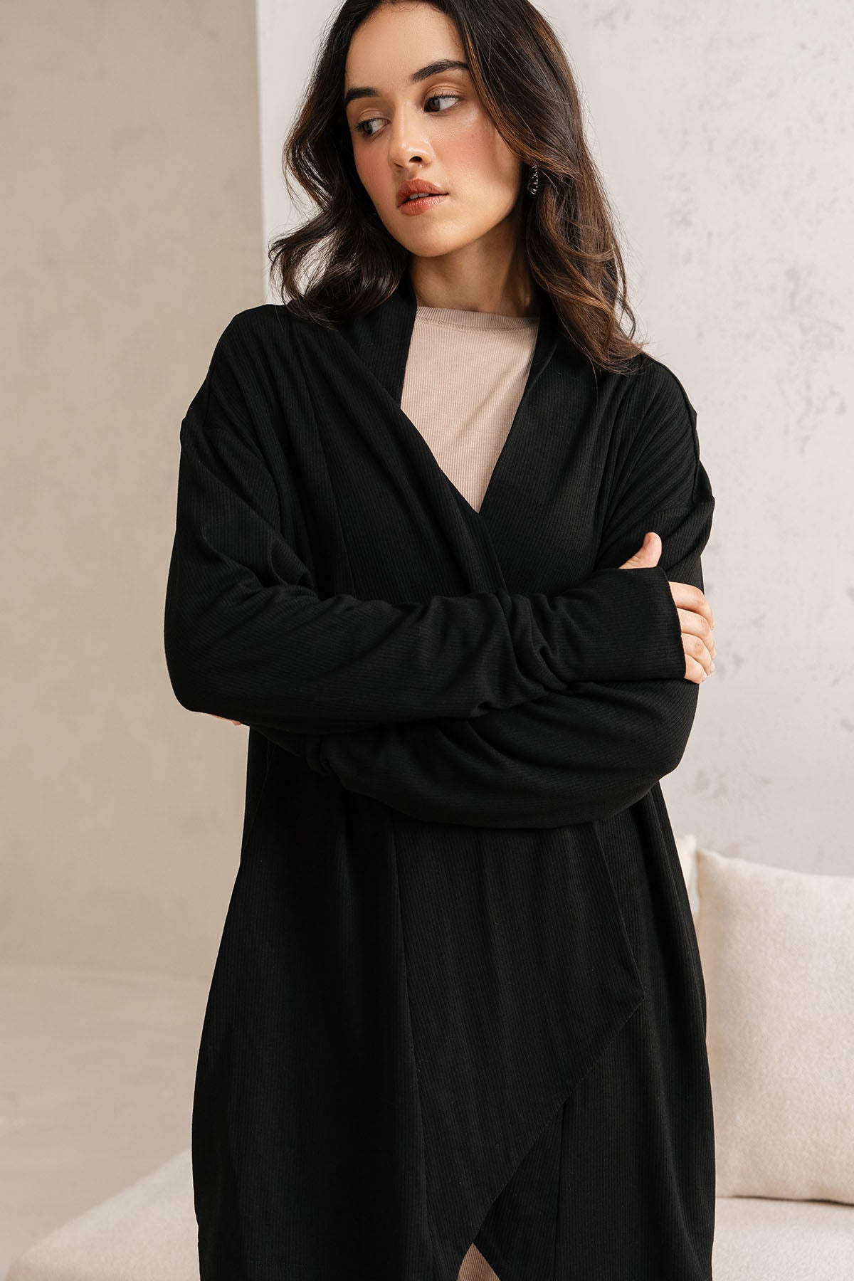 WRAP-FRONT LOUNGE CARDIGAN - CLOUDLUX