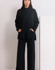 BLACK ZIP CO-ORD SET - KNIT WEAR