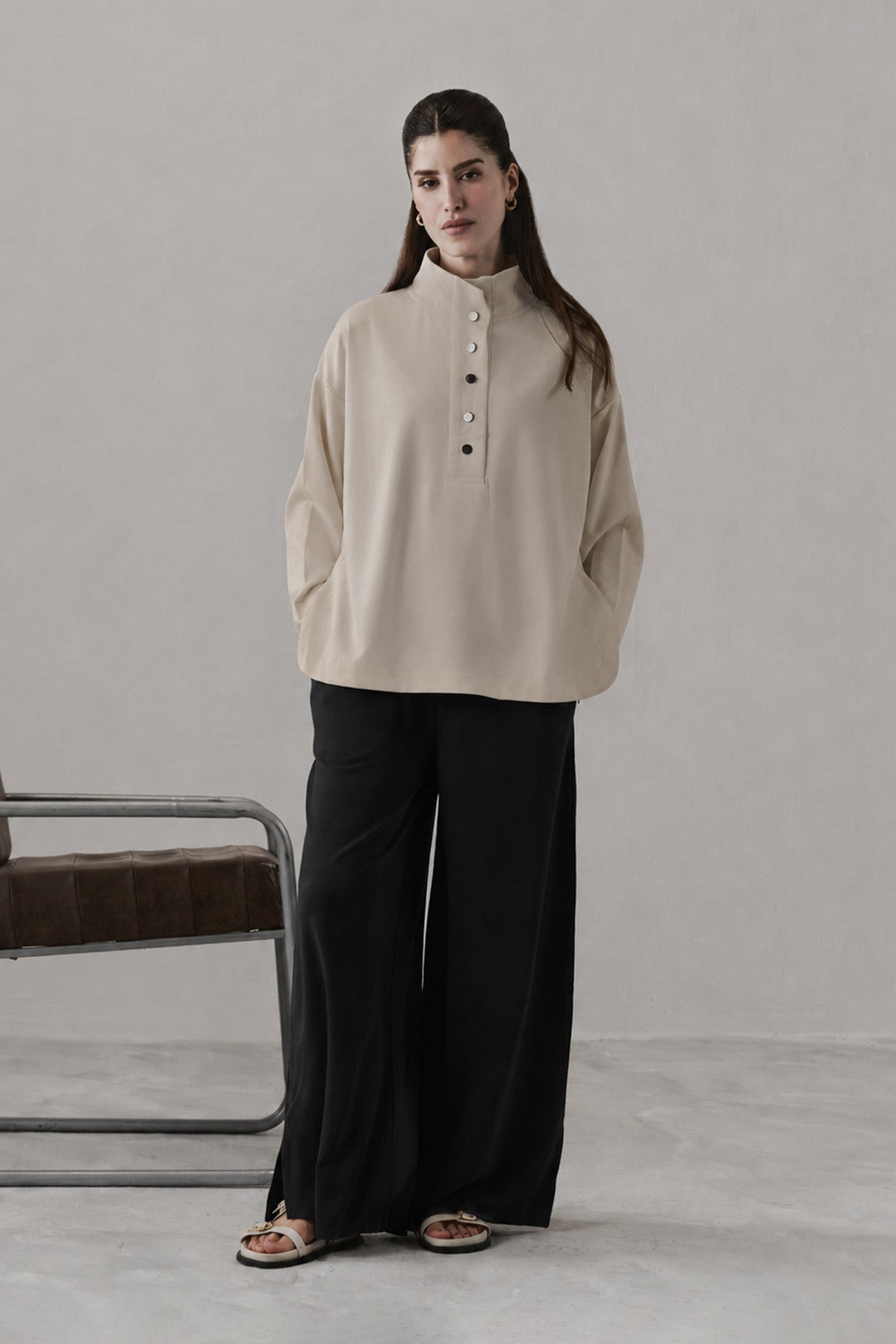 RELAXED PLACKET PULLOVER-CLOUDLUX