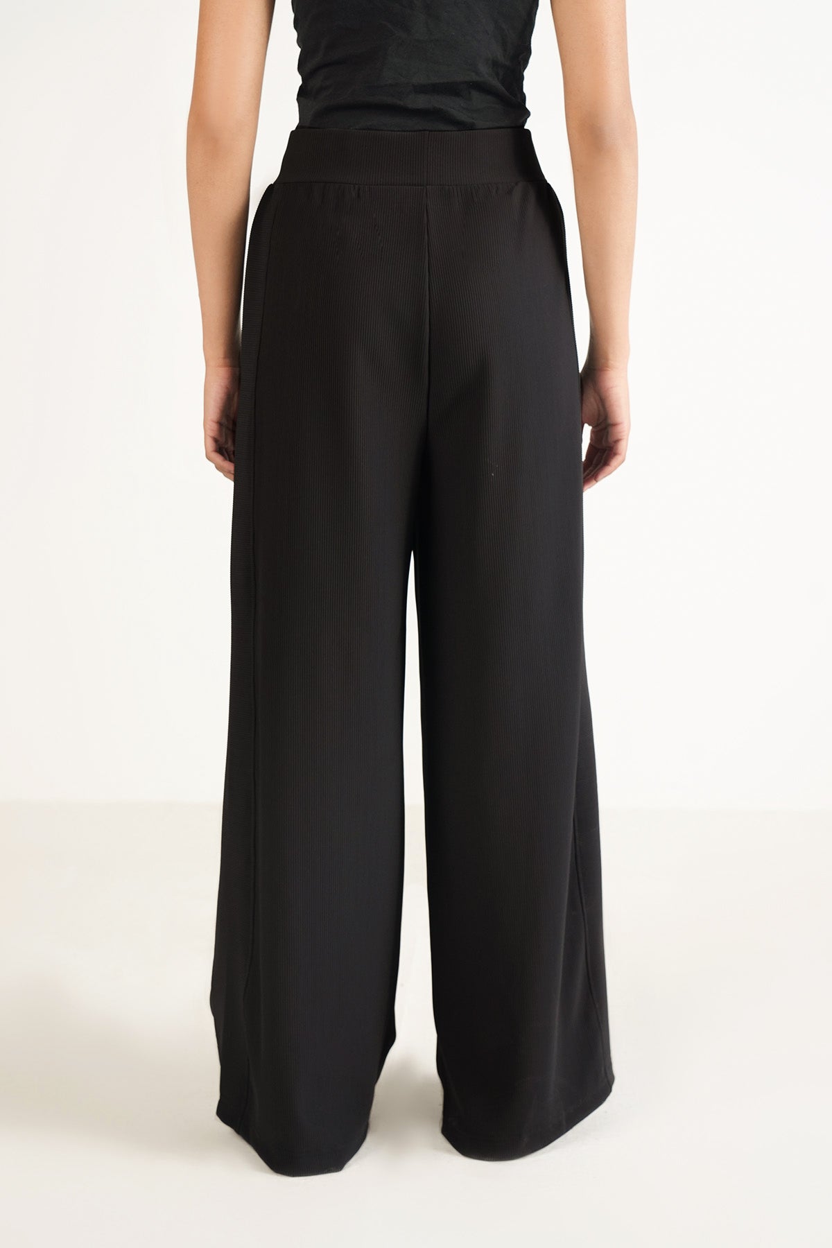 RIBBED WIDE LEG PANTS