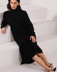 BLACK KNIT LONG DRESS - KNIT WEAR