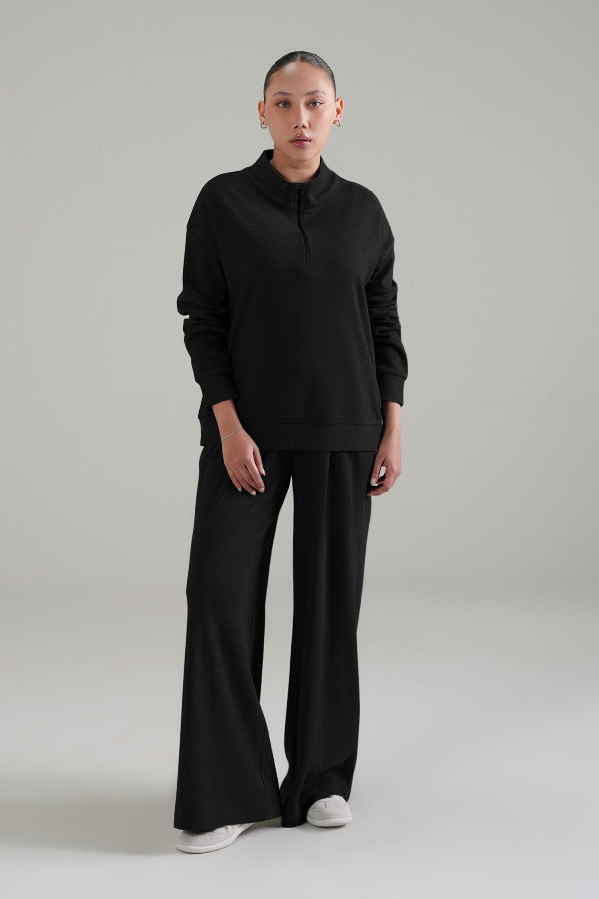 PLEATED WIDE LEG PANT - DOUBLE KNIT