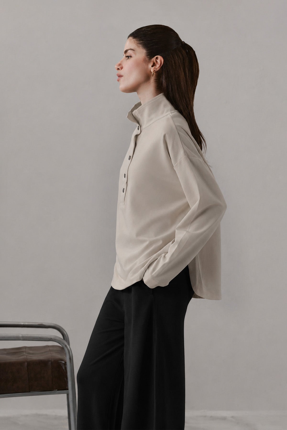 RELAXED PLACKET PULLOVER-CLOUDLUX