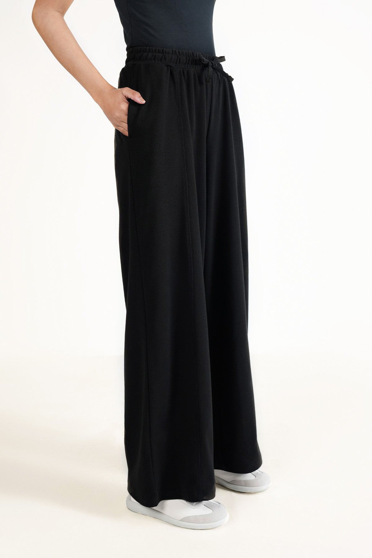 WIDE LEG PANTS-TEXTURED RIB