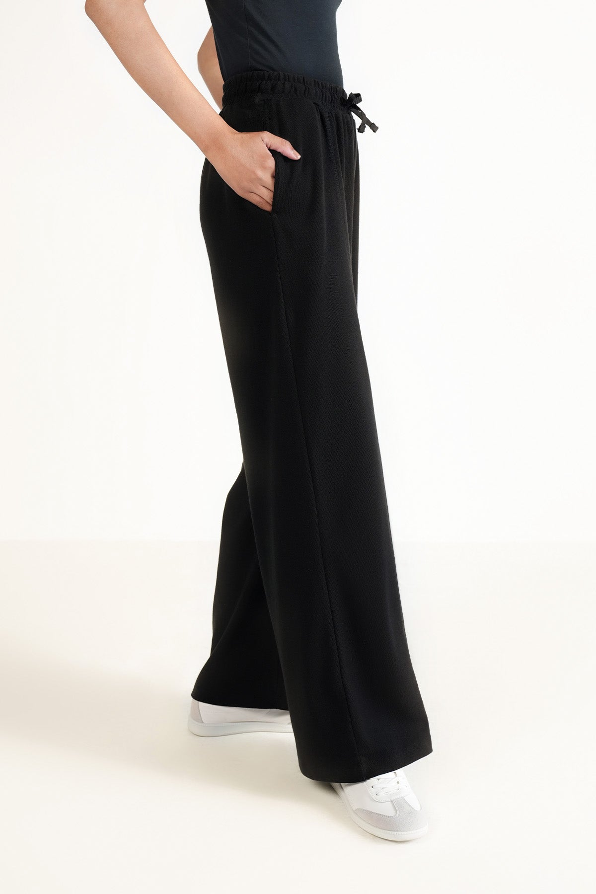 WIDE LEG PANTS-TEXTURED RIB