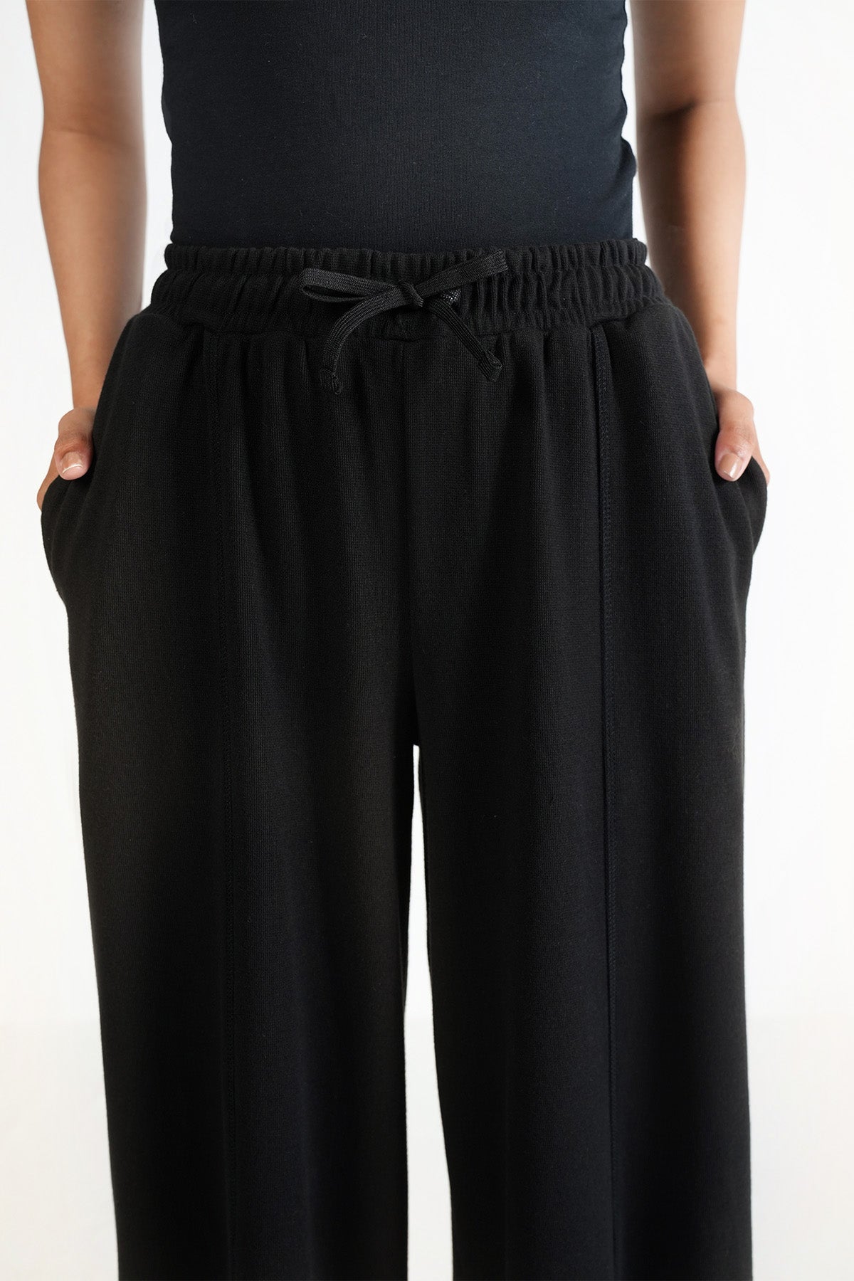 WIDE LEG PANTS-TEXTURED RIB