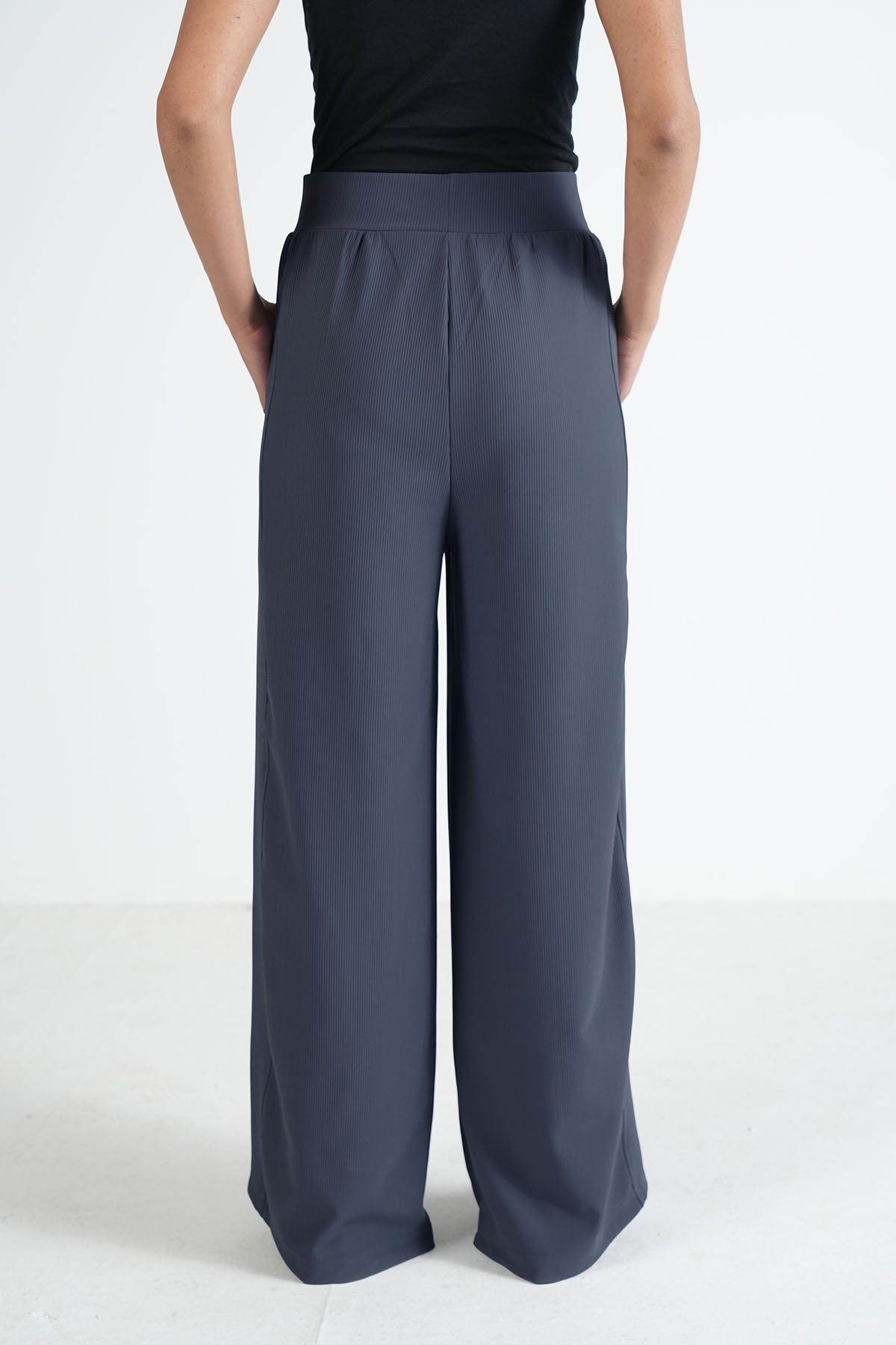 WIDE LEG PANTS-TEXTURED RIB