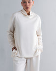 TEXTURED MOCK NECK SIDE SLIT-CLOUDLUX