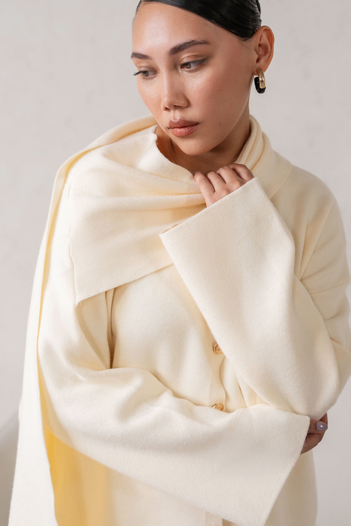 SHAWL COLLAR KNIT SET