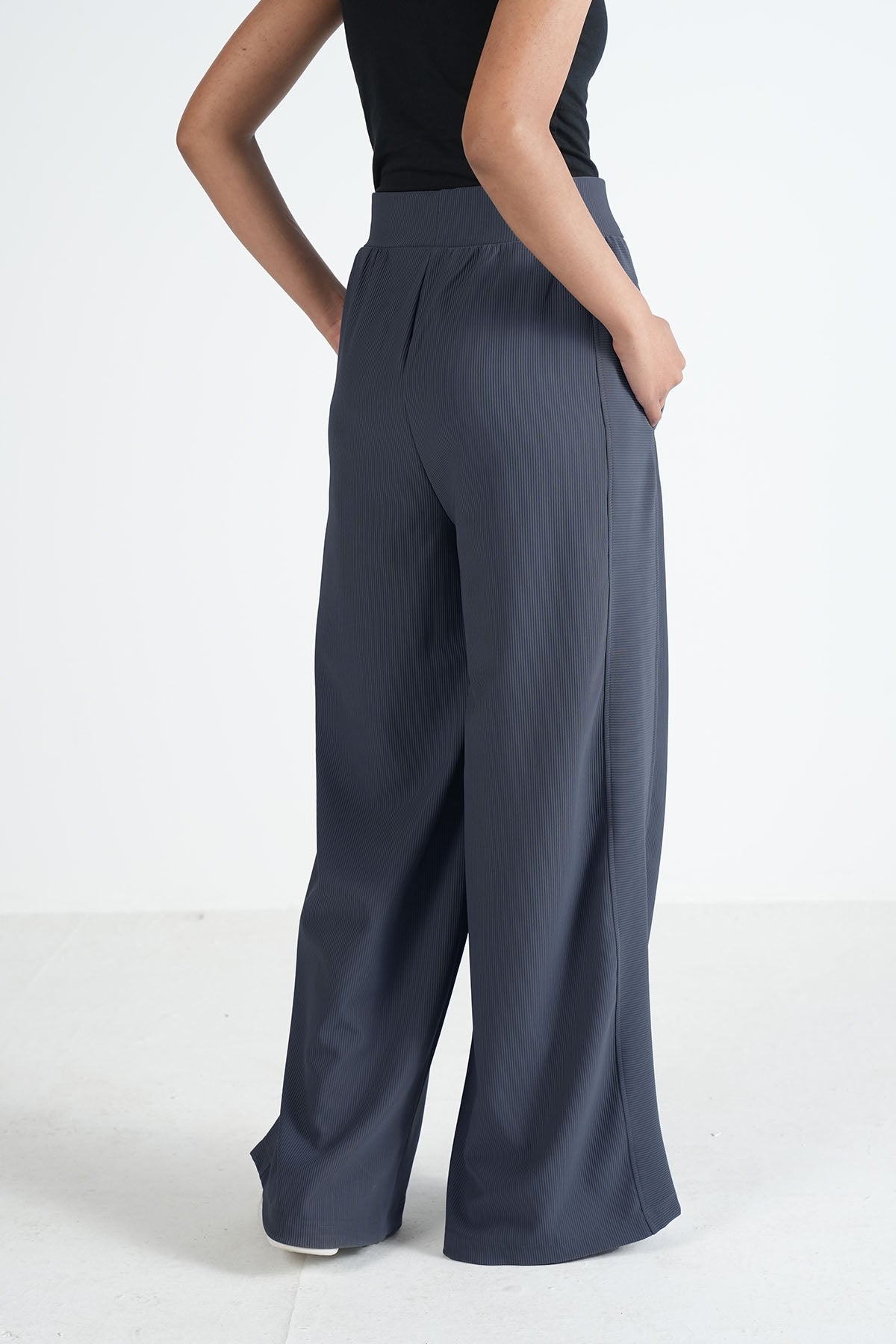 WIDE LEG PANTS-TEXTURED RIB