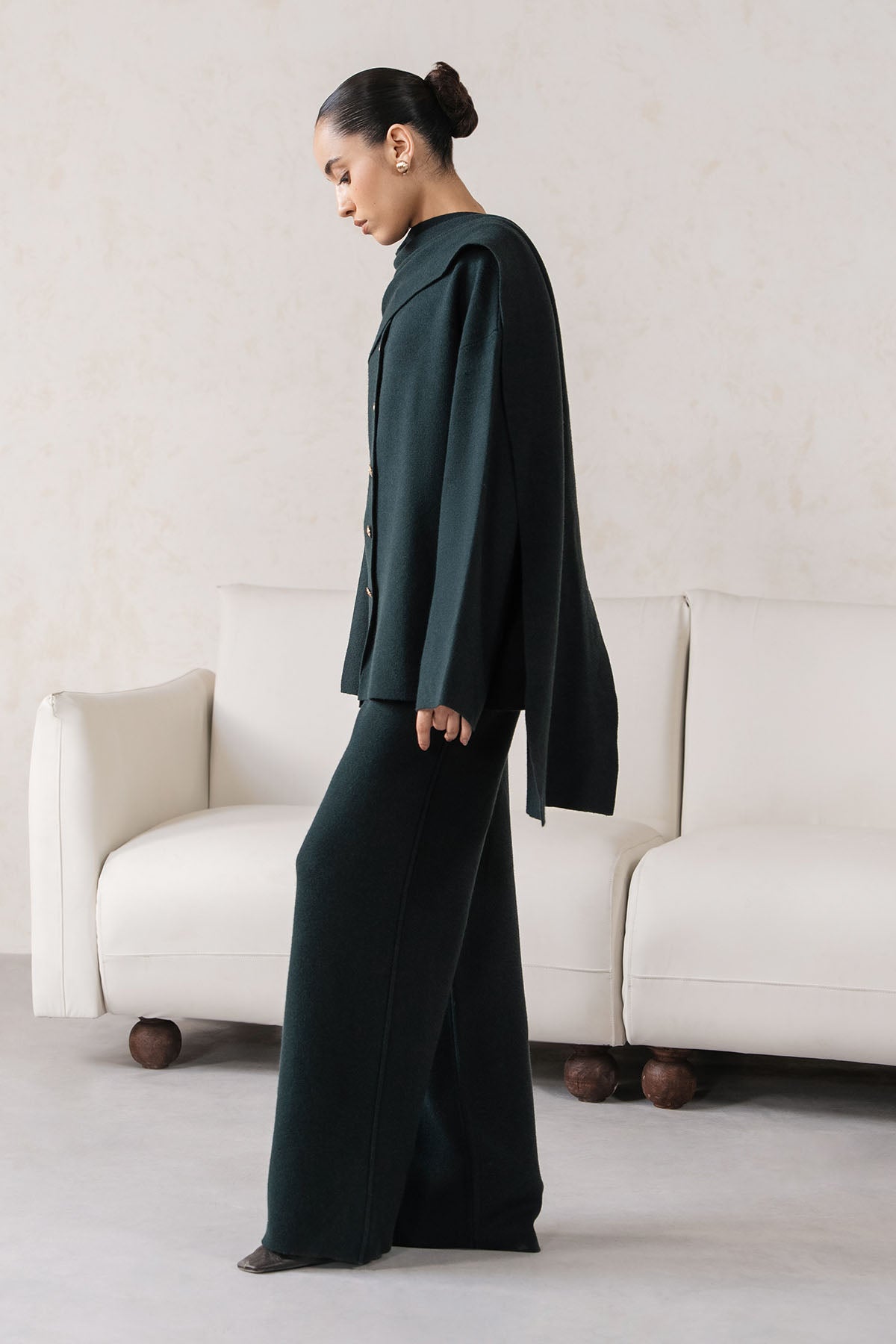 SHAWL COLLAR KNIT SET