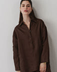 HALF PLACKET SHIRT 100% LINEN
