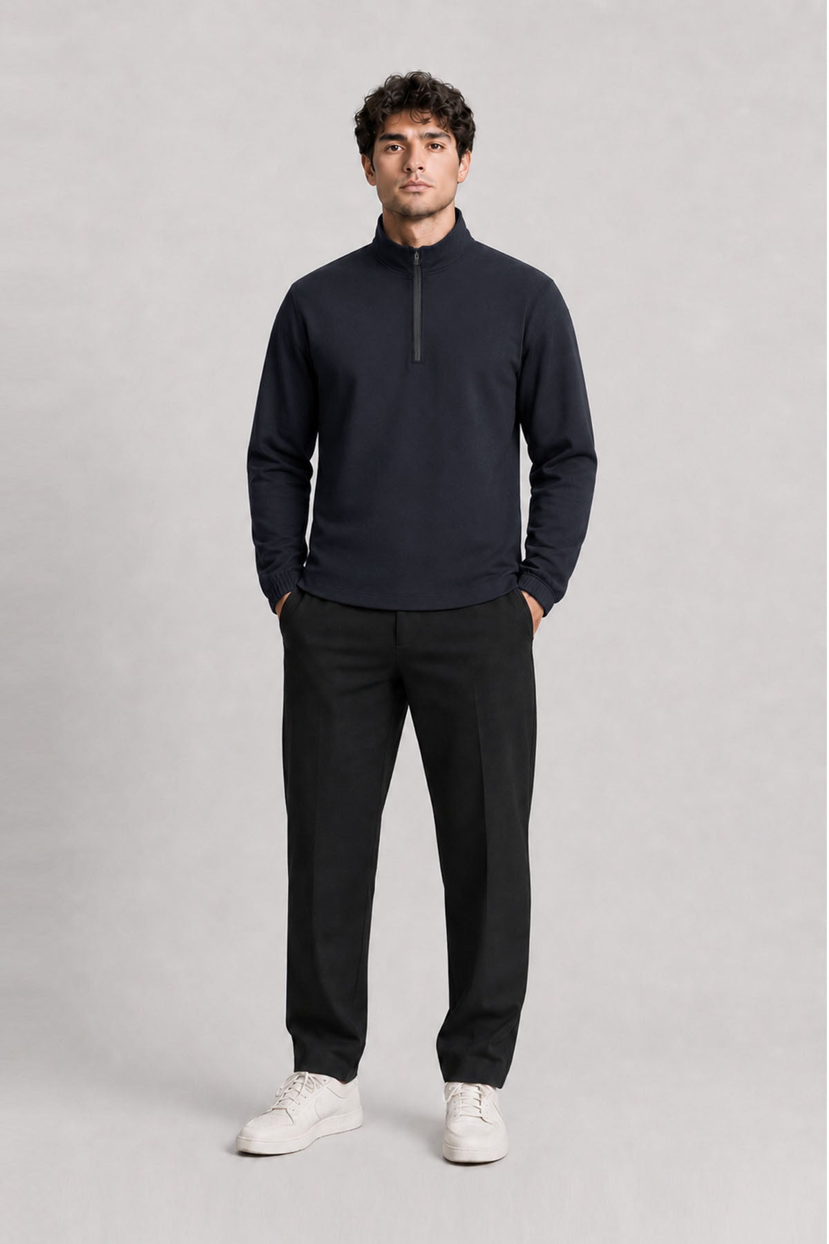 MEN TRAIN QUARTER ZIPPER-RIPST