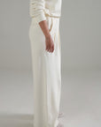 PLEATED WIDE LEG PANT DOUBLE KNIT