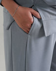 TEXTURED WIDE RELAXED PANTS -CLOUDLUX