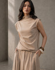 DRAPED COWL NECK TOP