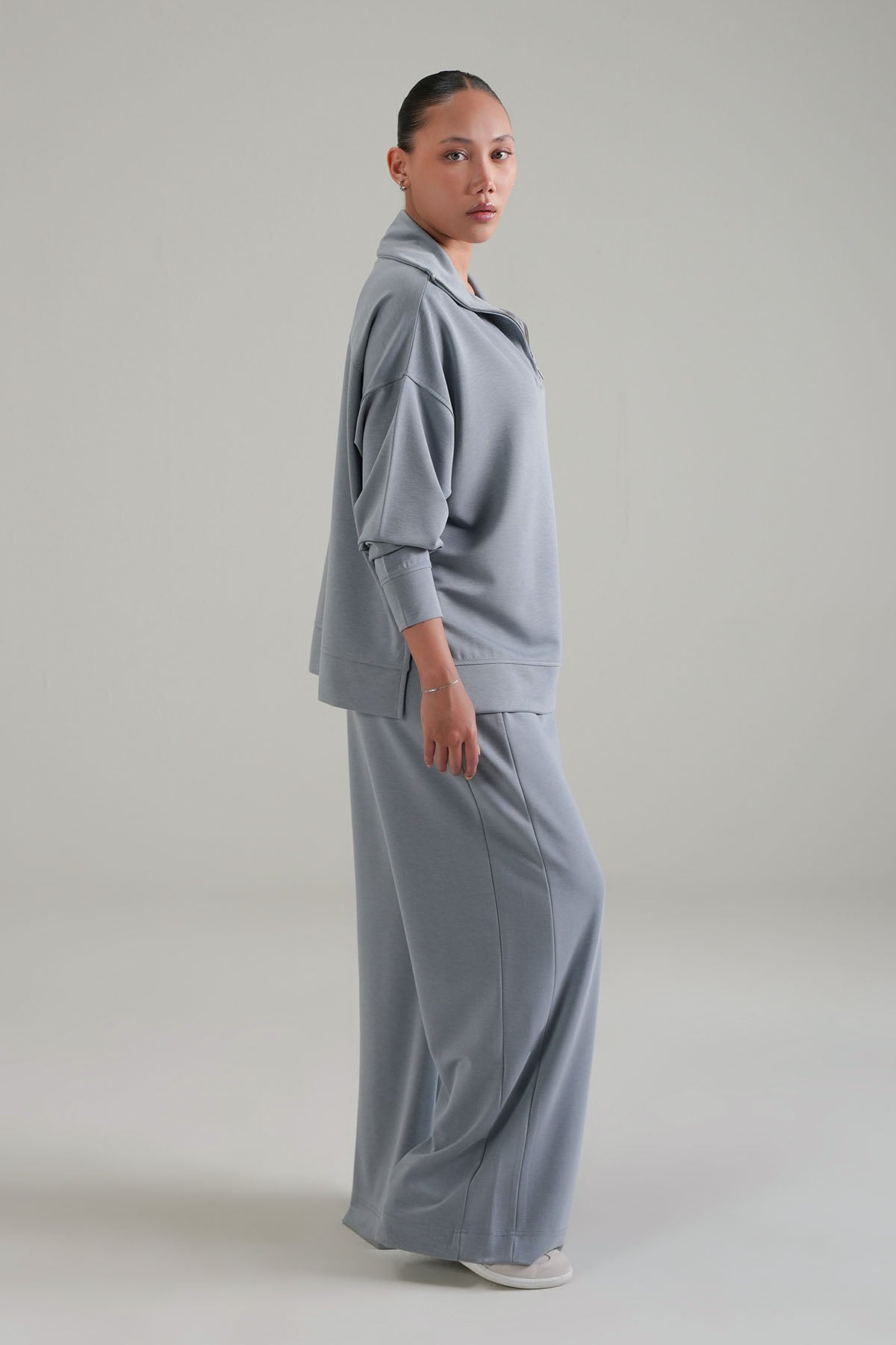 TEXTURED QUARTER ZIPPER-CLOUDLUX
