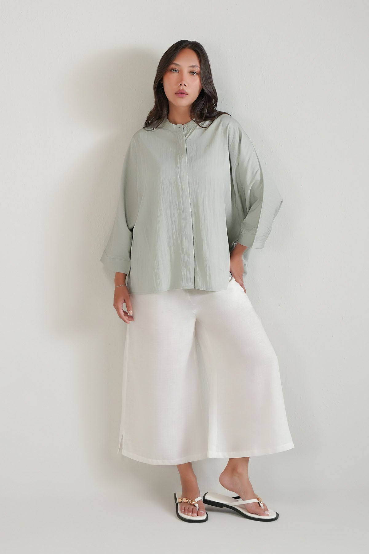 RELAXED BAND COLLAR SHIRT