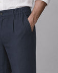 ELASTICATED PANTS-LINEN BLEND