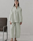 BARREL LEG PANTS 100% LINEN