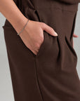 PLEATED WIDE LEG PANT - DOUBLE KNIT