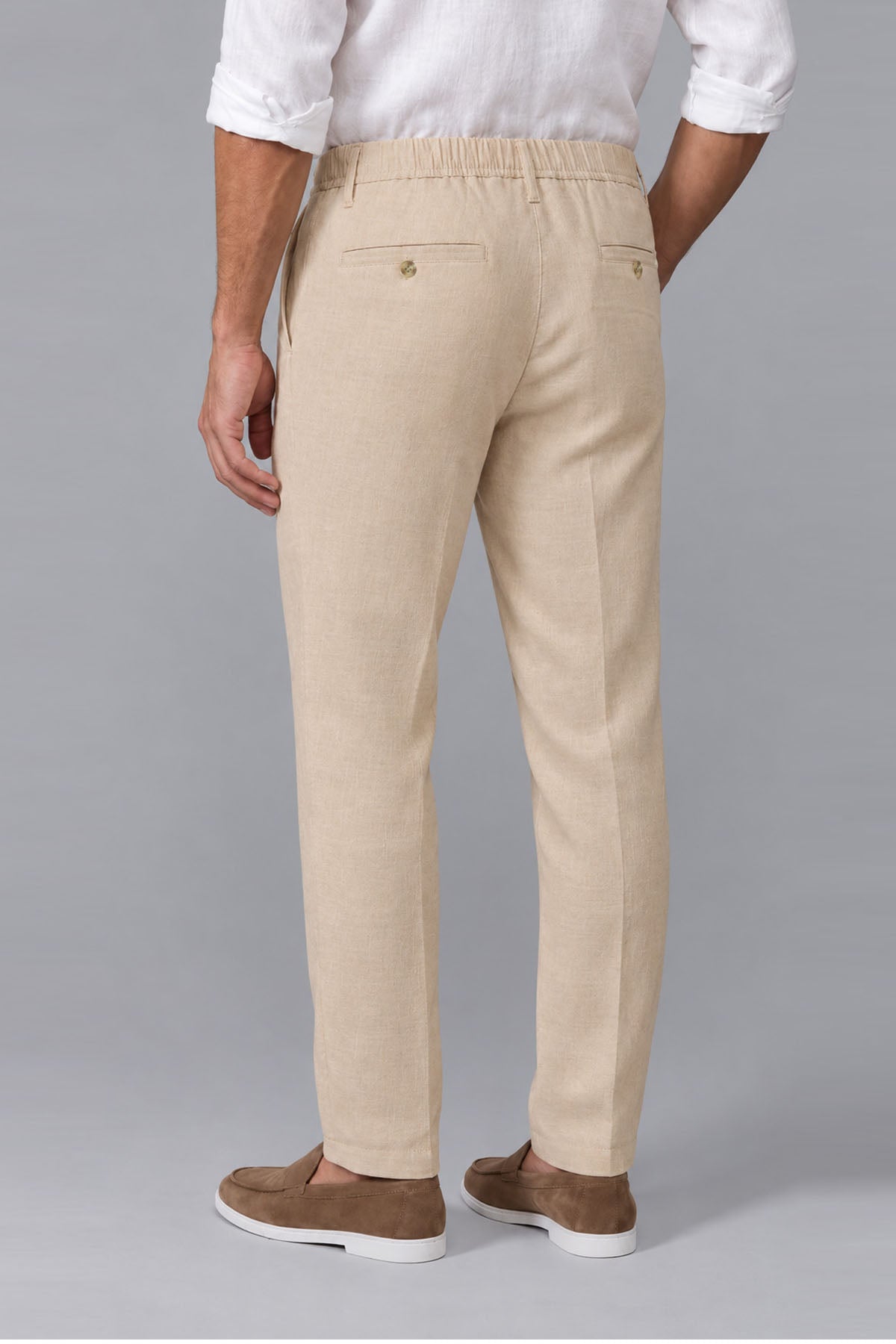 ELASTICATED PANTS-LINEN BLEND