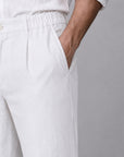 ELASTICATED PANTS-LINEN BLEND