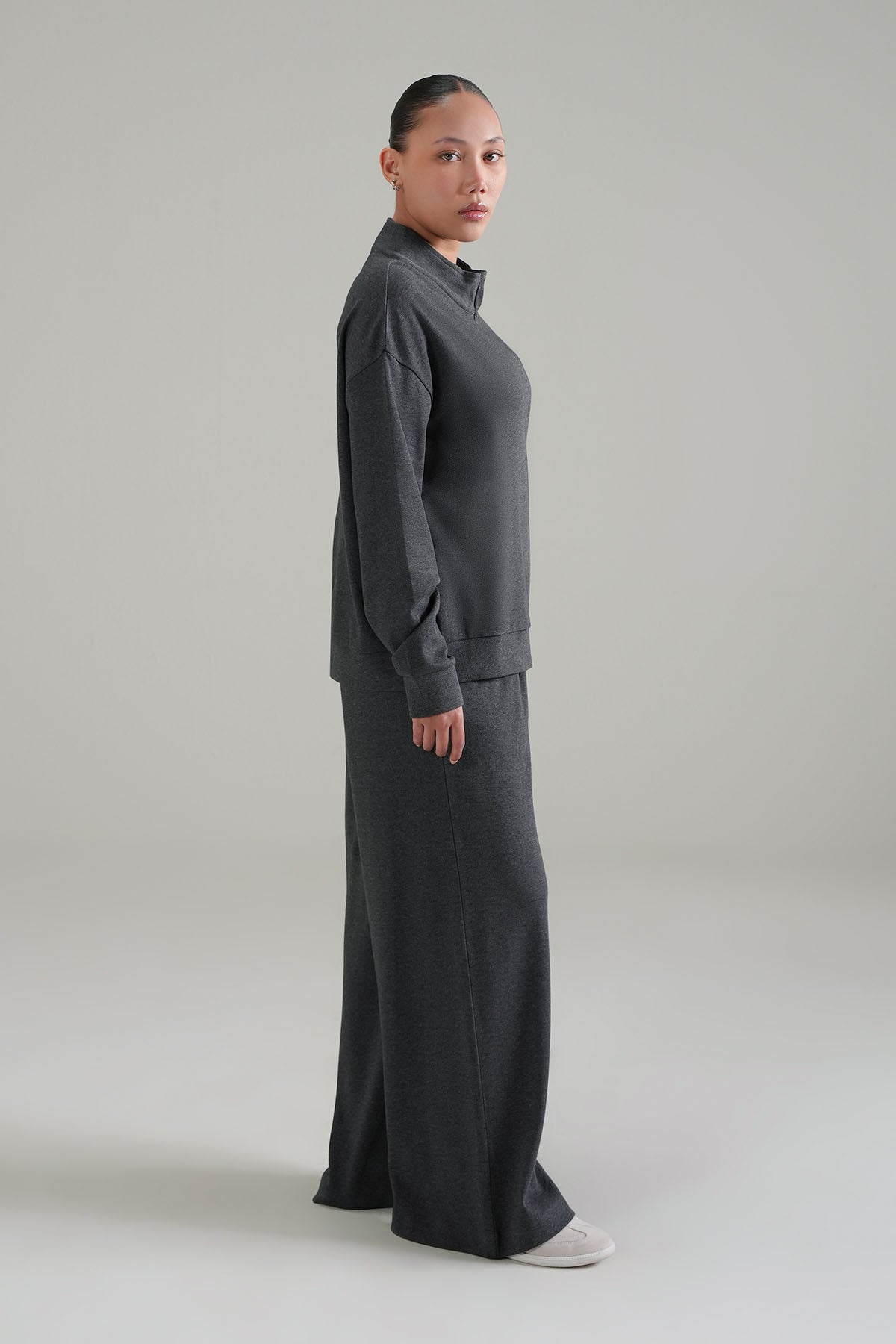 PLEATED WIDE LEG PANT-DOUBLE KNIT