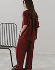 PLEATED WIDE PANTS-100% LINEN