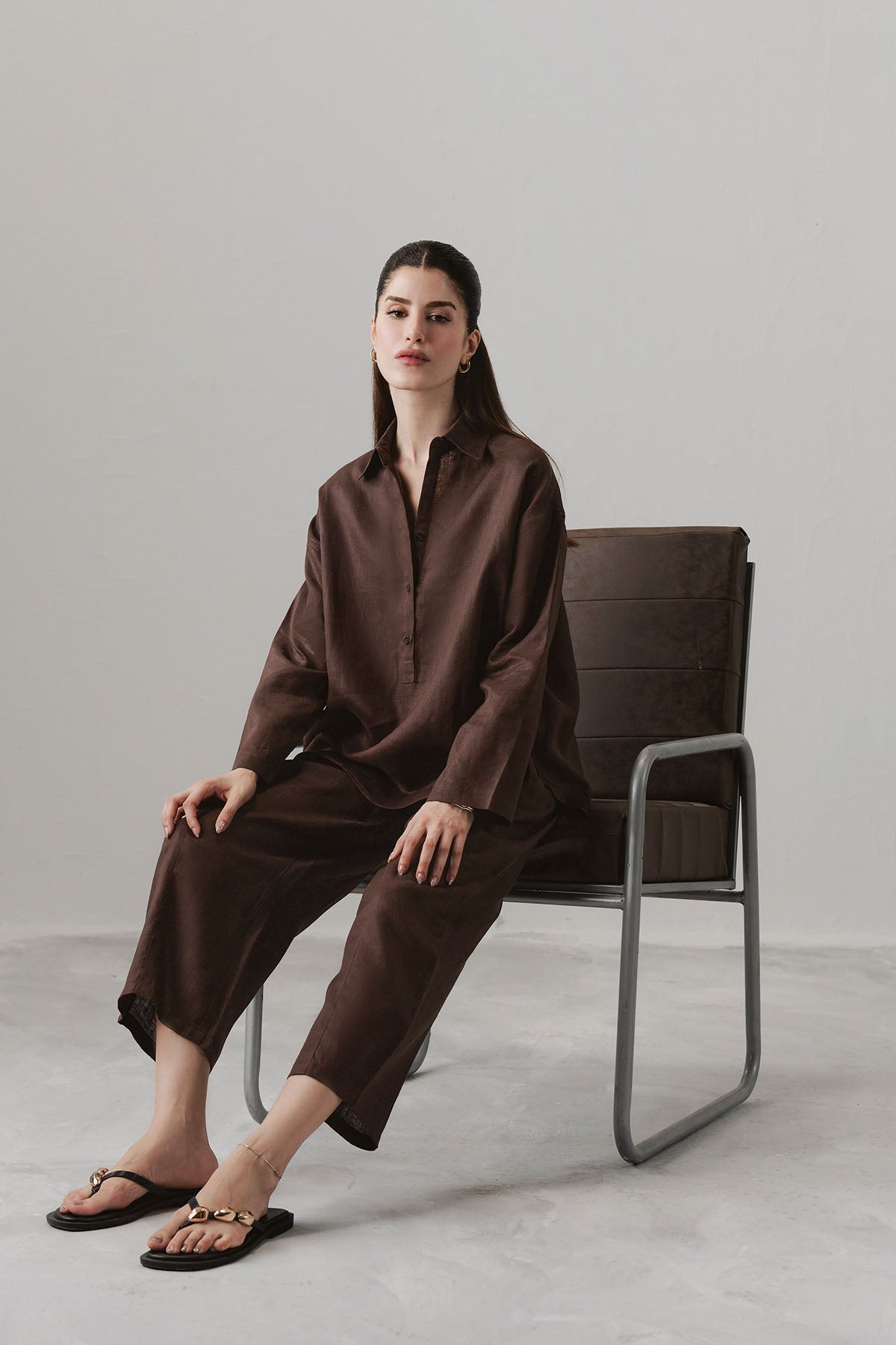 BARREL LEG PANTS 100% LINEN