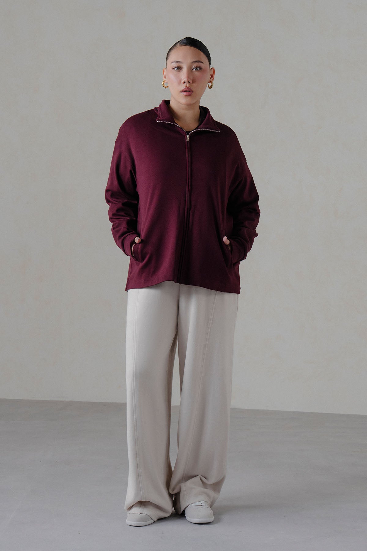 MOCK NECK ZIPPER -DOUBLE KNIT