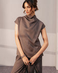COWL NECK LINEN TOP
