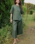 CROPPED PANTS- 100% LINEN