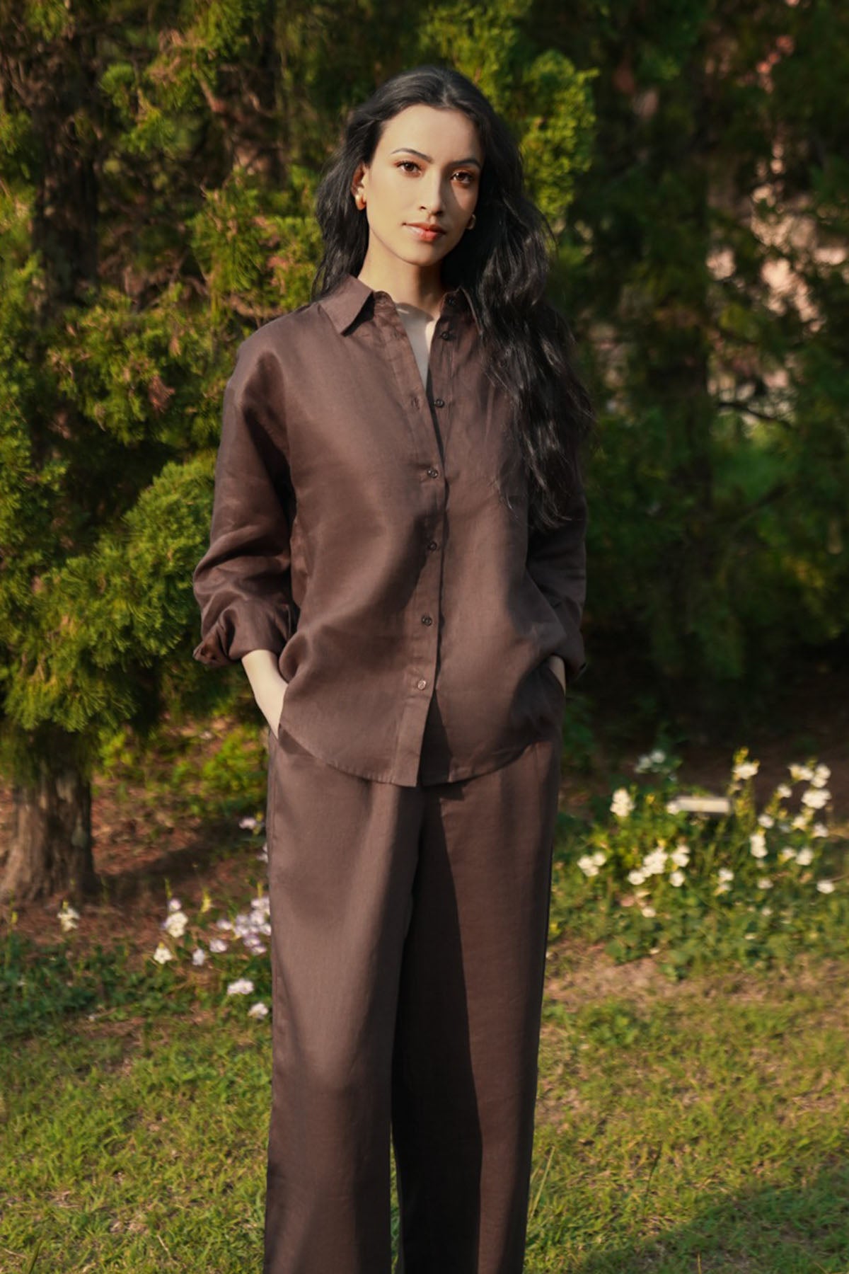 PLEATED WIDE PANTS-100% LINEN