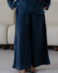 TEXTURED WRAP FLARED PANTS