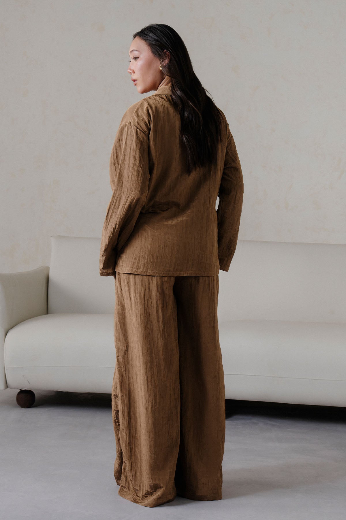 TEXTURED WRAP FLARED PANTS