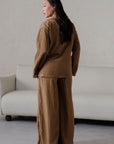TEXTURED WRAP FLARED PANTS