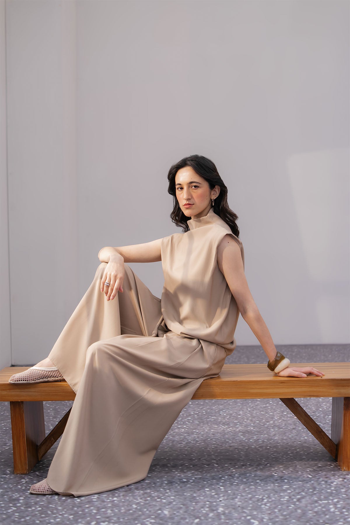 DRAPED COWL NECK TOP