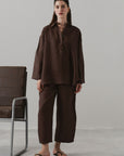 BARREL LEG PANTS 100% LINEN